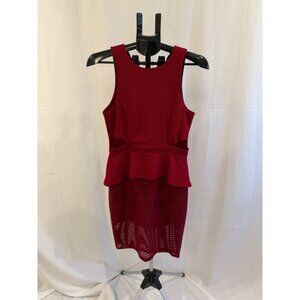 Love J Red Sleeveless Peplum Dress Cutout Sheath Bodycon Party Cocktail M